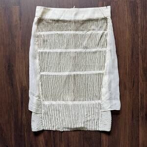 JF & Son Silk Beaded Sequin Skirt Size 4 White Silver SS09